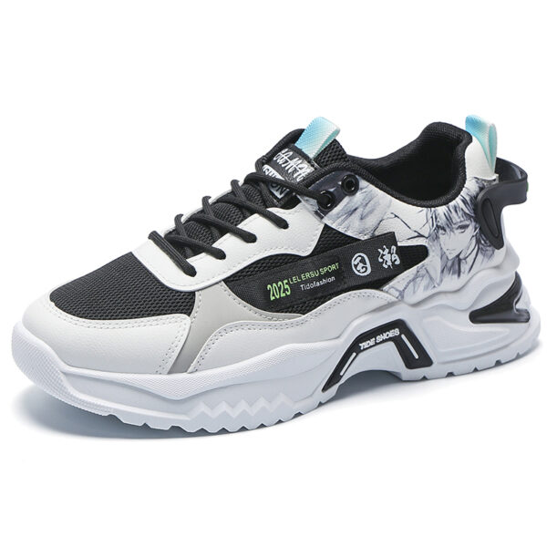 Casual Leather Sneakers Thick Sole Sneakers Fashion Outdoor Shoes Non-slip Low Top-dce97