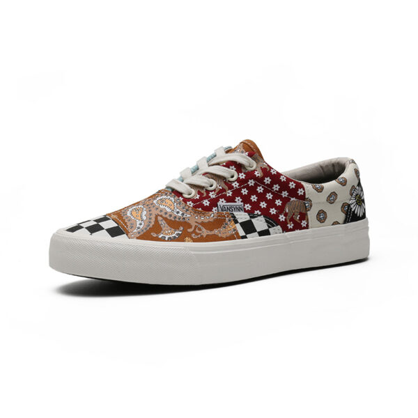 New Lattice Color Matching Design Custom Vulcanized Lace up Flat Casual Sneakers Canvas Men Women Shoes-vt18